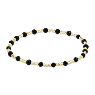 Gemstone Gold Sincerity Pattern 3mm Bead Bracelet | Faceted Onyx