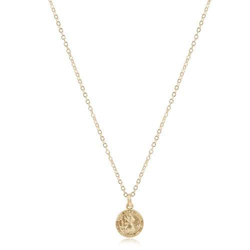 16" Necklace Gold | Protection Small Gold Disc