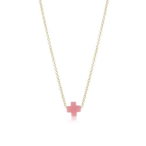 egirl 14" Necklace Gold | Signature Cross Pink