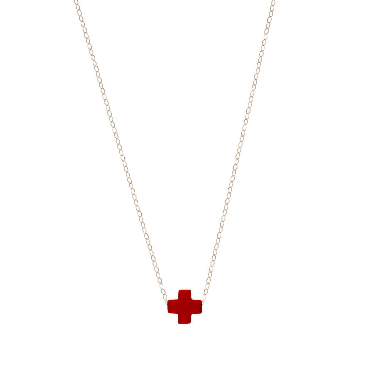 egirl 14" Necklace Gold | Signature Cross Red