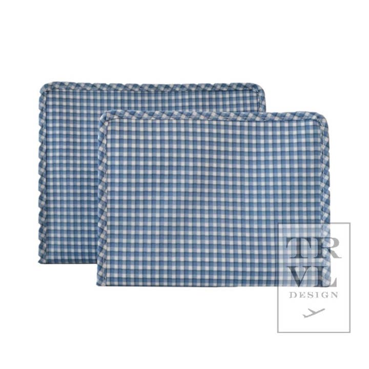 Medium Roadie Zip Pouch | Indigo Rodeo Check