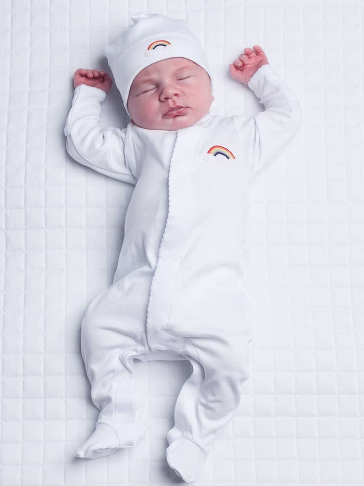 Rainbow Baby Footie | White