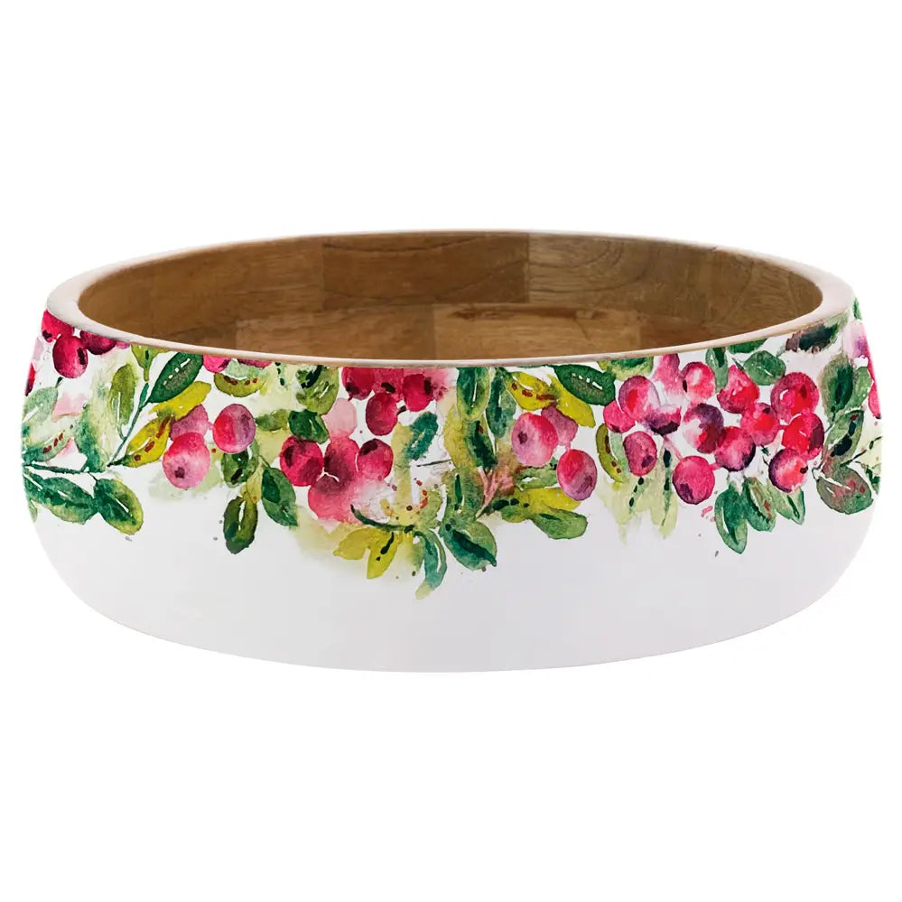 10" Dia Cranberry Wreath Mango Wood Bowl