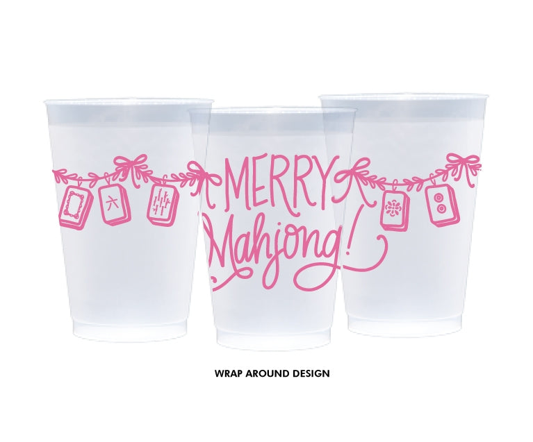 Merry Mahjong Frosted Cups | Pink