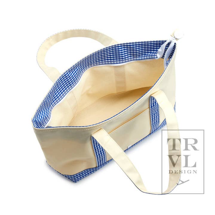 Medium Tote | Gingham Sky Trim