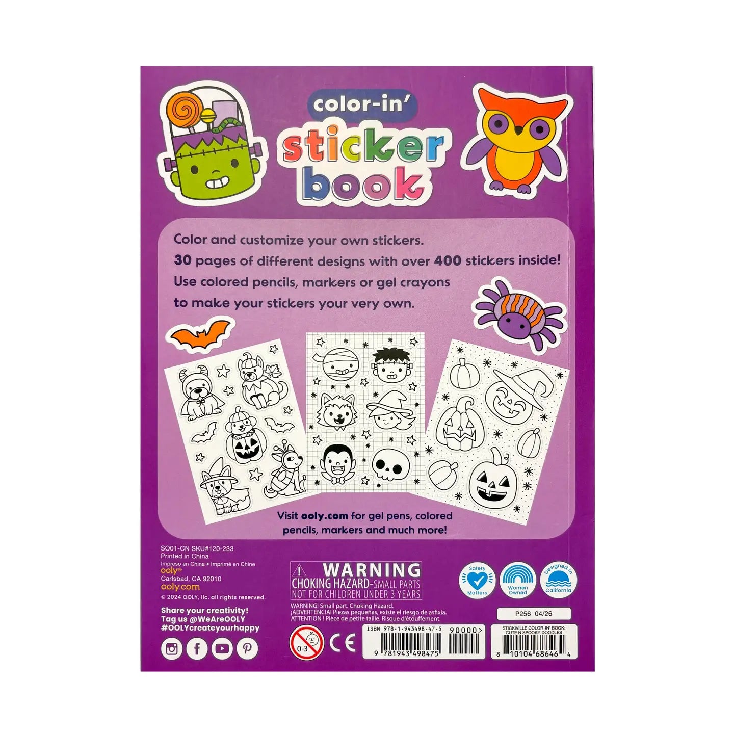 Stickiville Color-in' Sticker Book - Cute N Spooky Doodles