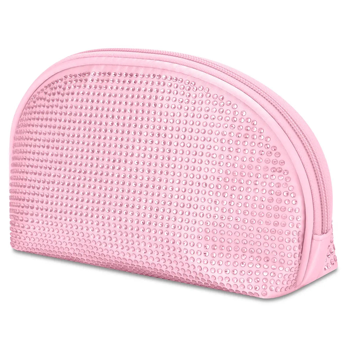 Pink Rhinestone Oval Cosmetic Bag