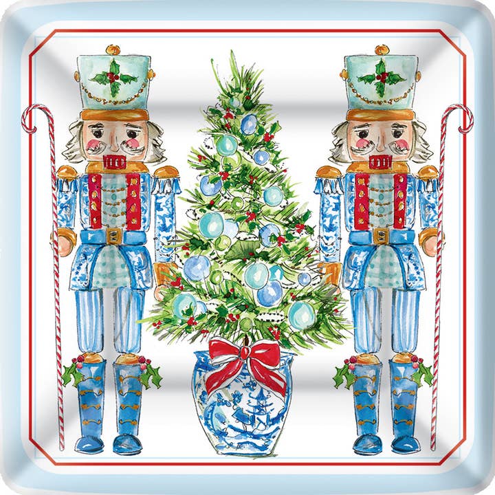 Square Paper Plate Pack | Blue Nutcrackers Christmas