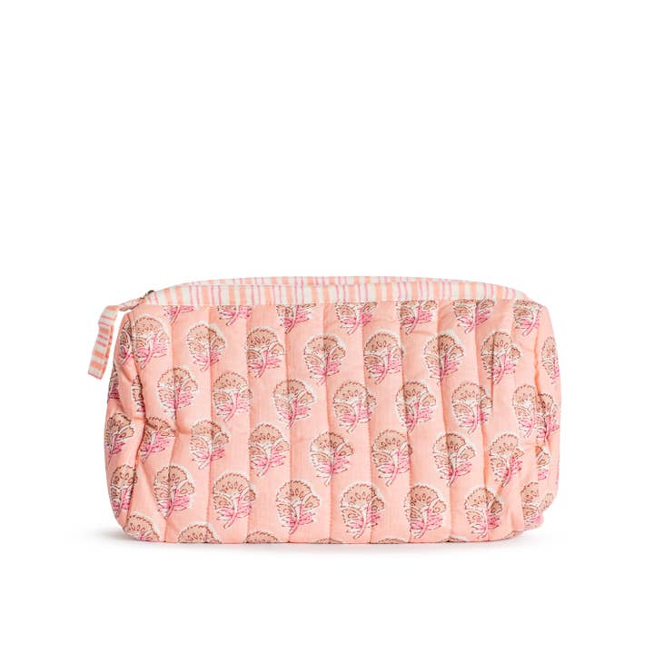 Layla Pink Quilted Cosmetic Bag