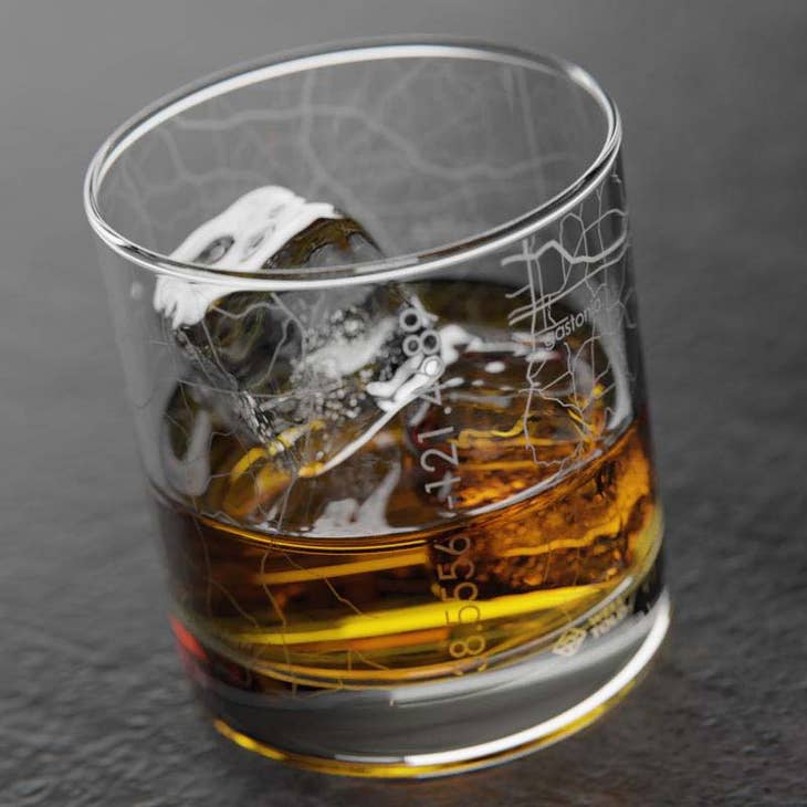 Charlotte NC Map Rocks Whiskey Glass