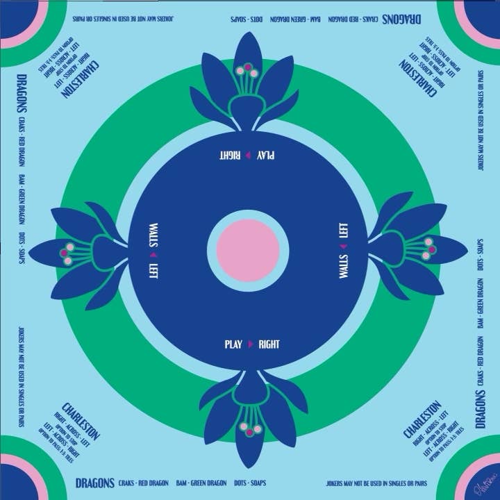 Mahjong Mat | Blue Preppy Soiree