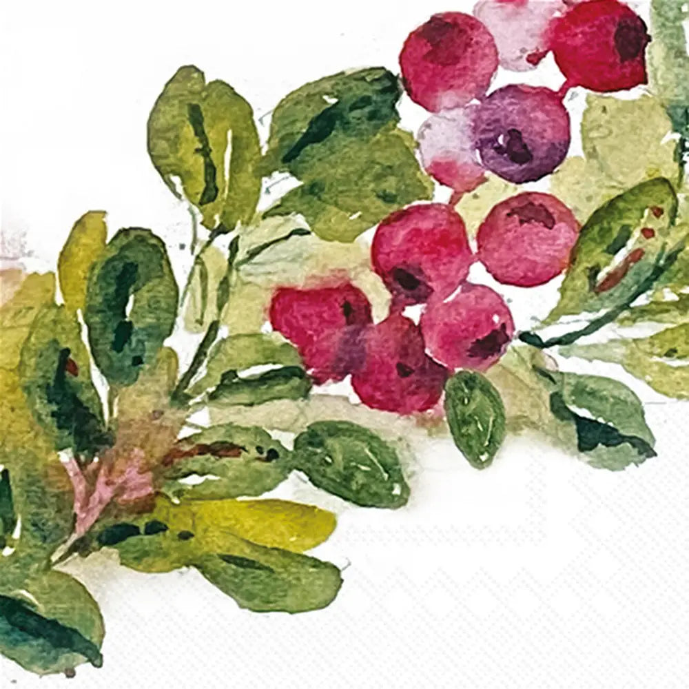 Cocktail Napkins | Cranberry Wreath