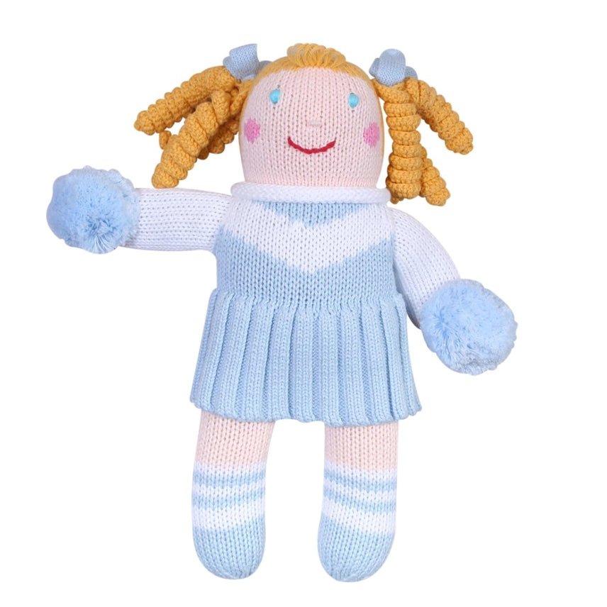 Knit Rattle | Cheerleader | Light Blue/White