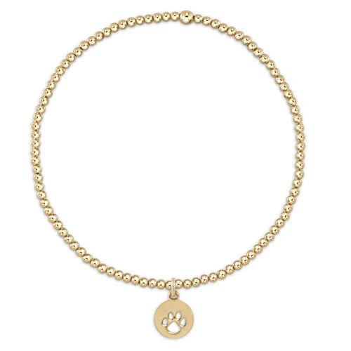 egirl | Classic Gold 2mm Bead Bracelet | Paw Print Small Gold Disc