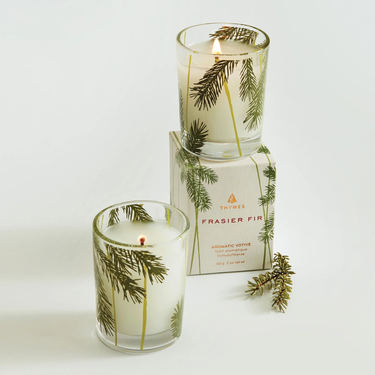 Votive Candle | Pine Needle Design | Frasier Fir