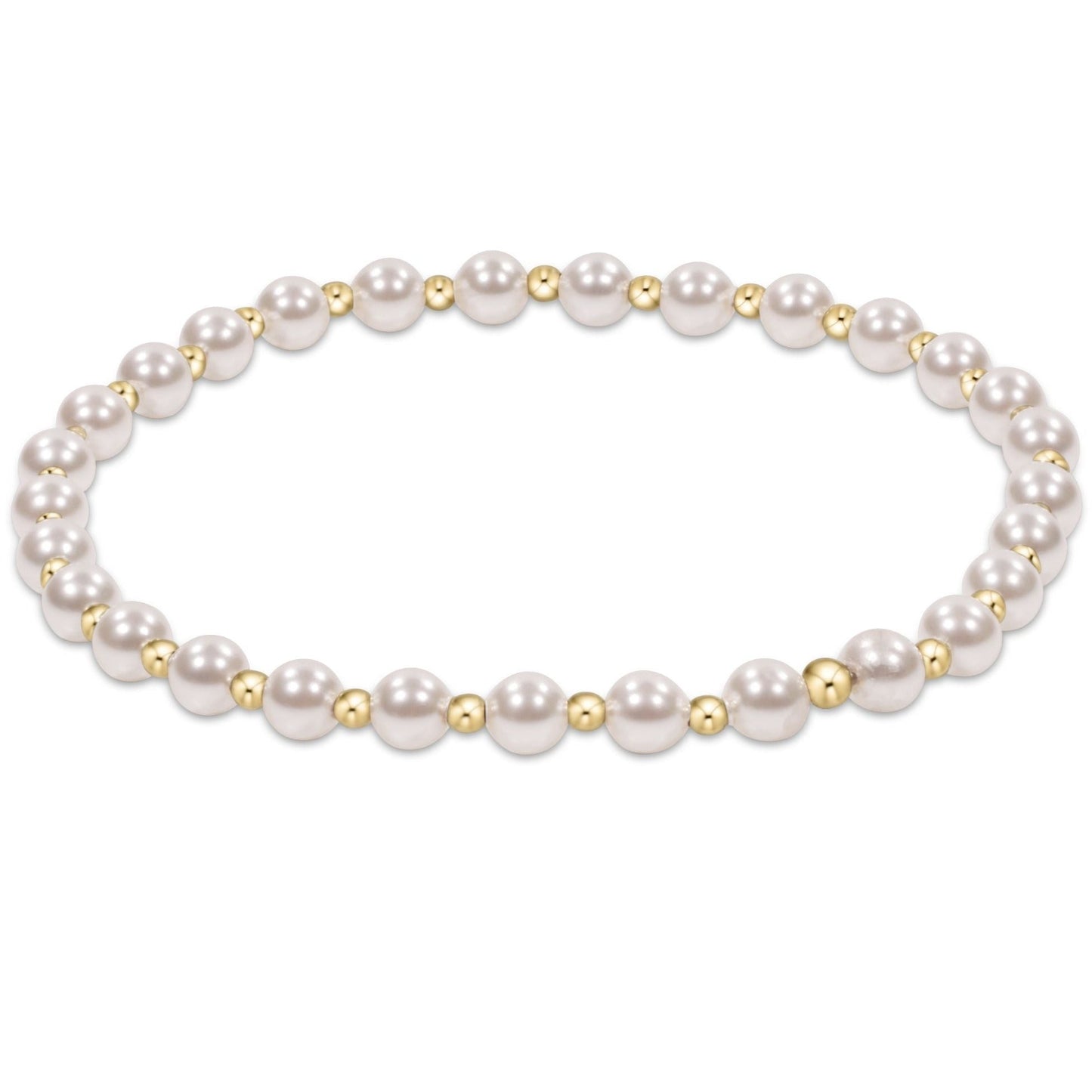 Extends | Pearl Grateful Pattern 4mm Bead Bracelet | Gold