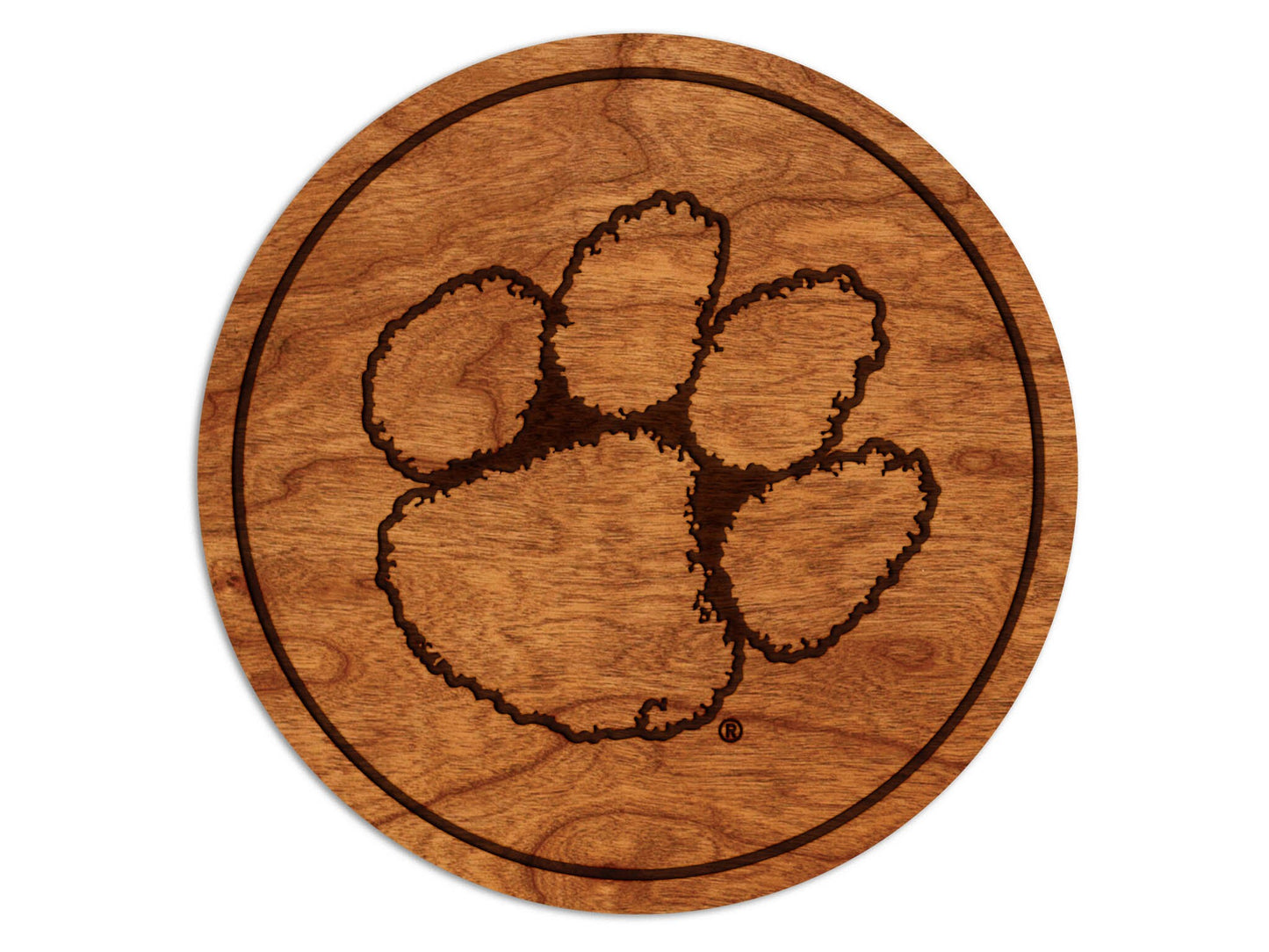 Clemson Wireframe Tiger Paw Cherry Coaster