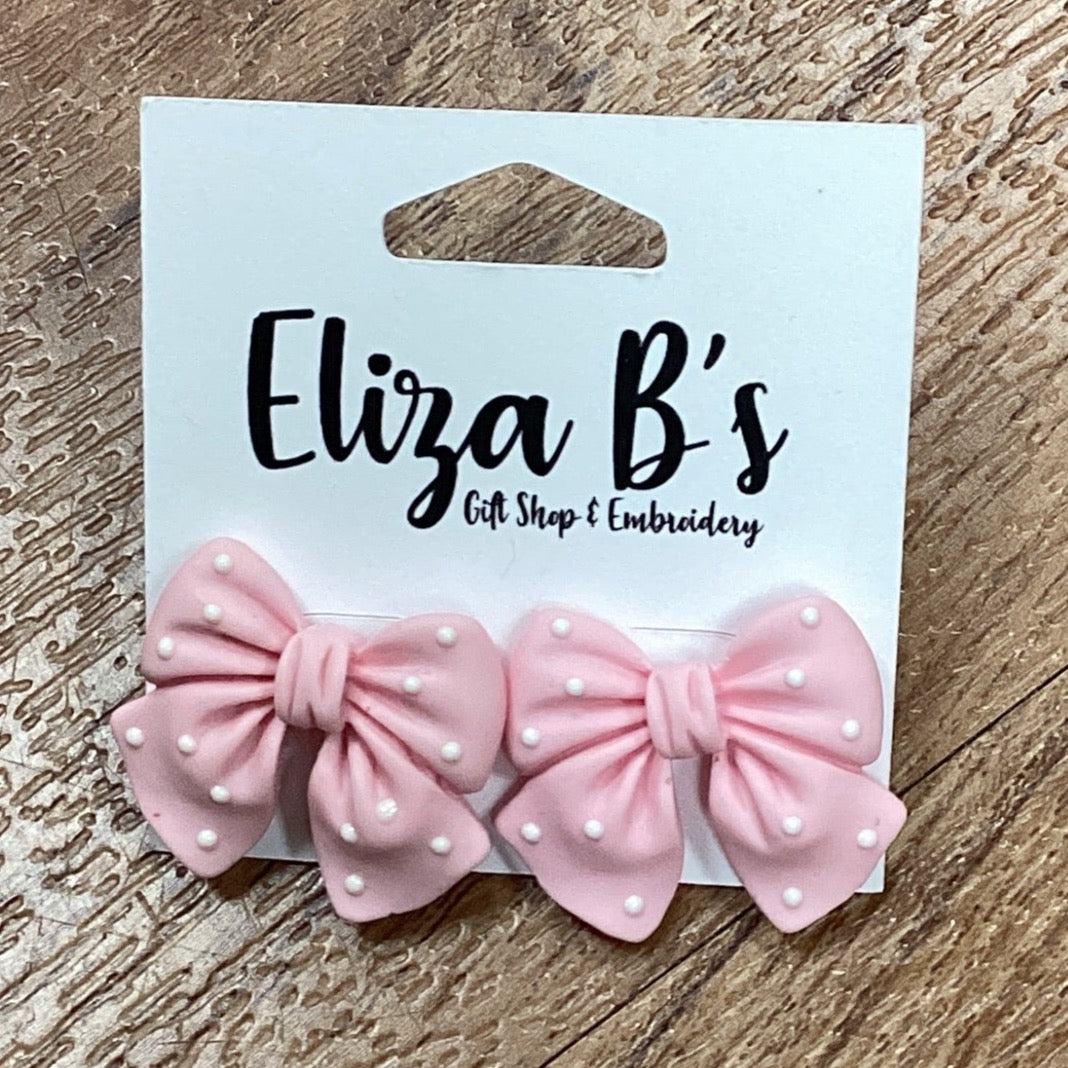 Light Pink Bow Studs
