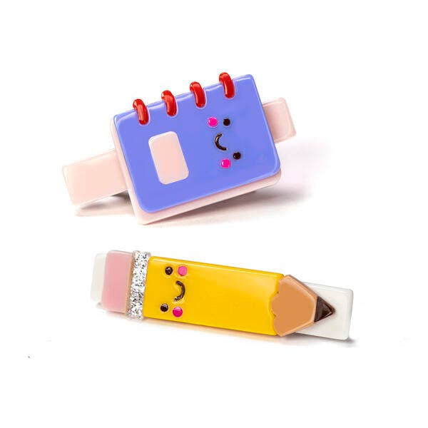 Alligator Clip - Notebook Blue & Pencil