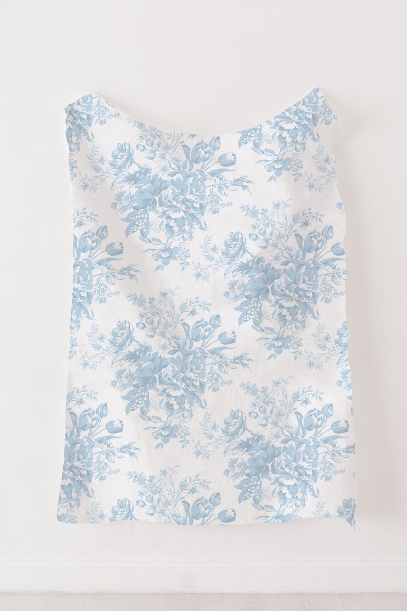 Baby Plush Throw - Rose Toile - Blue