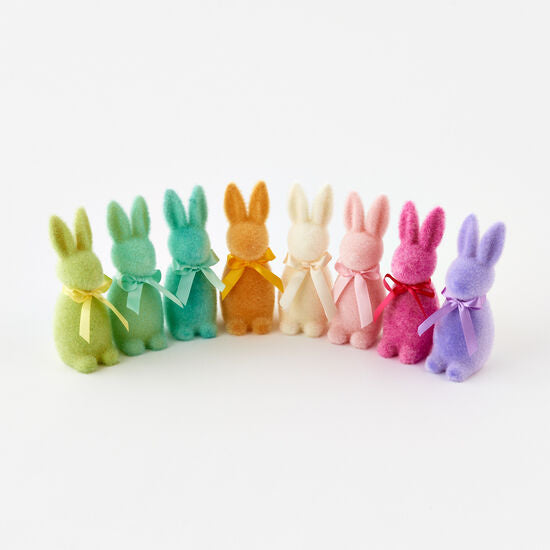 Flocked Pastel Bunnies 6" (Assorted Colors)