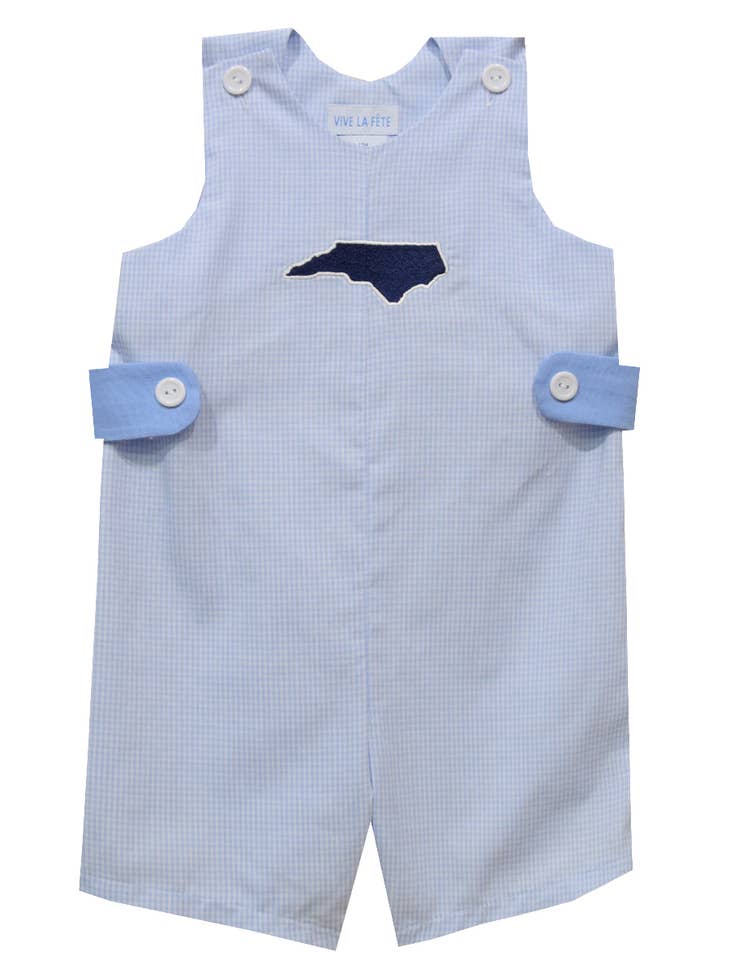 NC Embroidered Light Blue Gingham Jon Jon