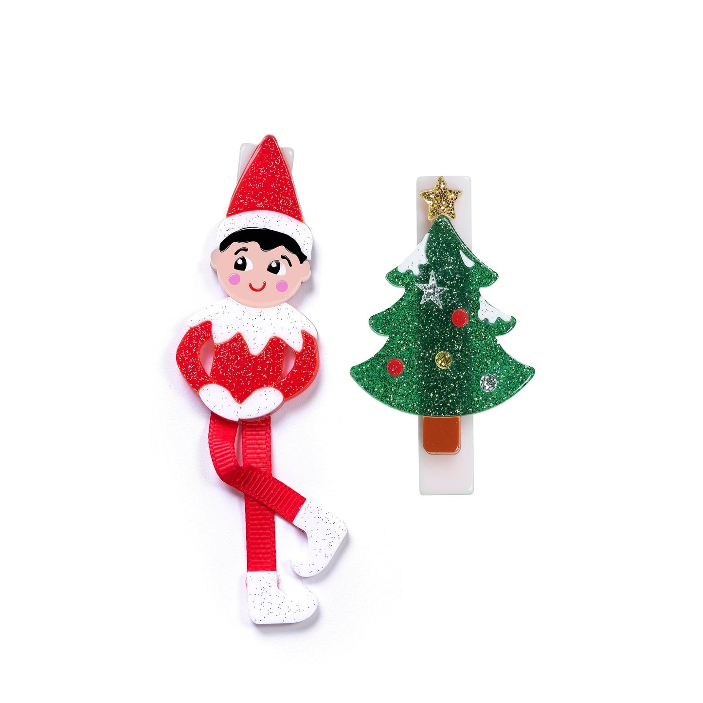 Alligator Clip - Christmas Elf & Tree