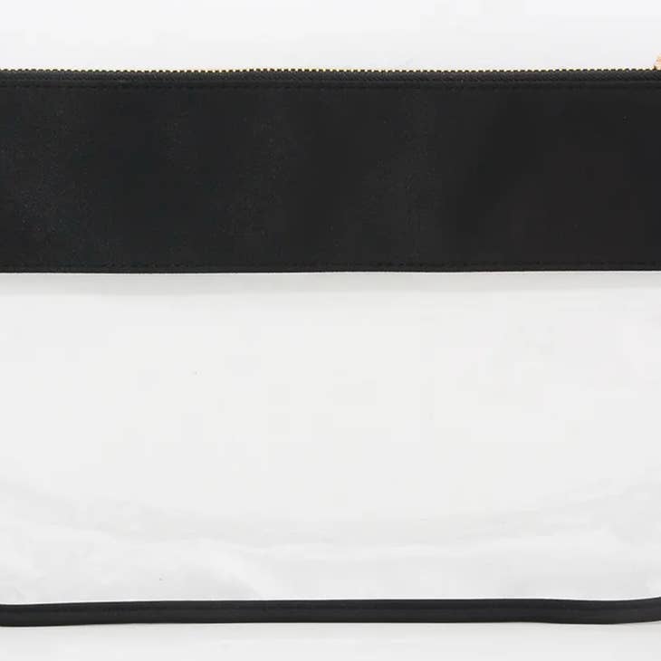 Clear Nylon Zipper Pouch Flat - Black