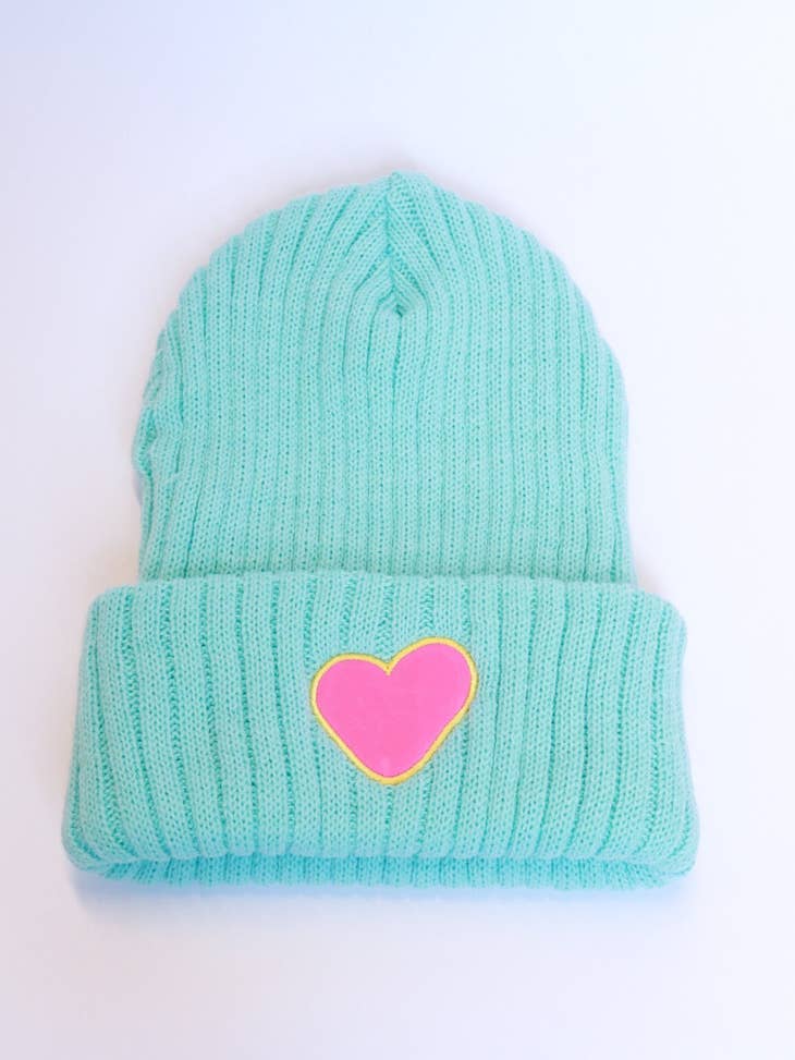 XOXO | Azure & Pink Heart Beanie