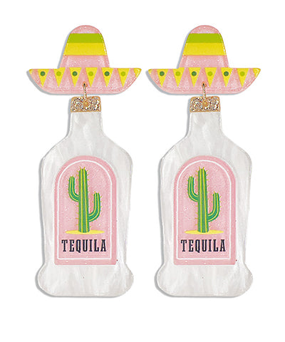Sombrero & Tequila Earrings - Pink