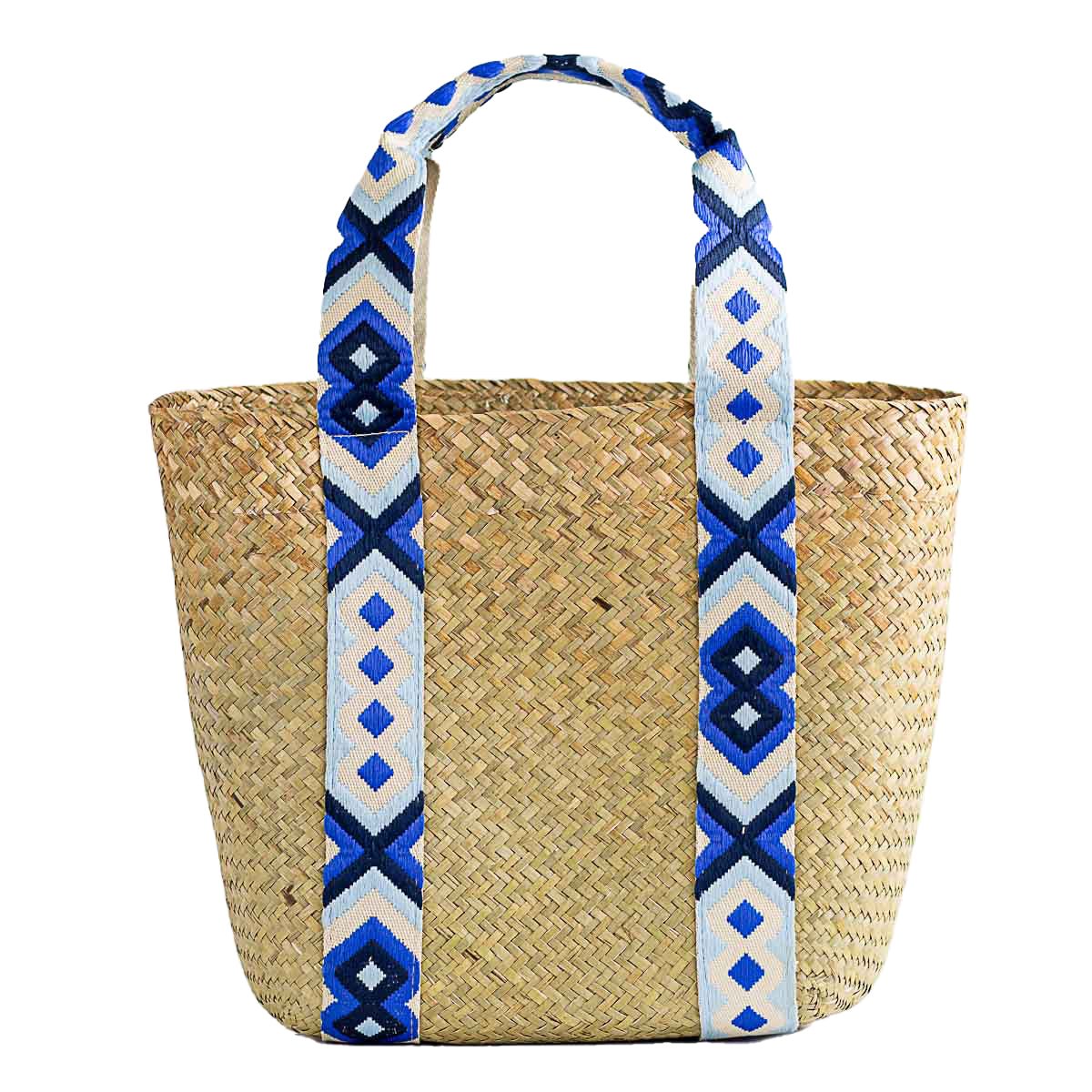 Exuma Straw Tote in Natural/Blue
