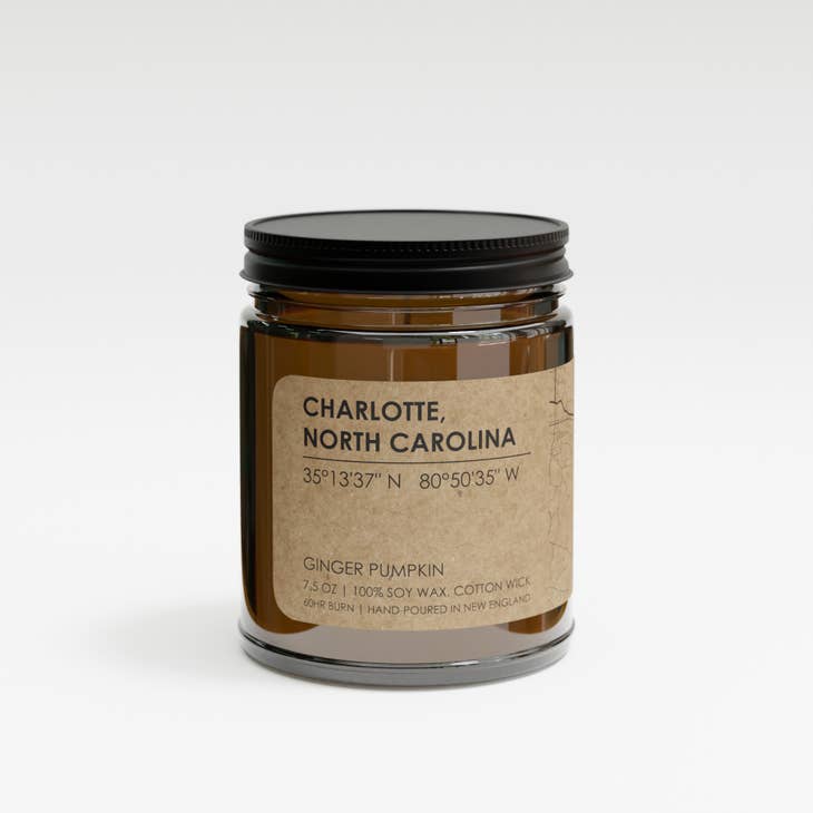 Charlotte, NC Map Candle