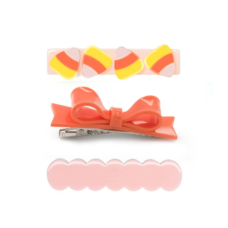 Alligator Clip - Candy Corn & Bowtie