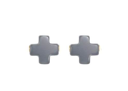 Signature Cross Stud | Charcoal