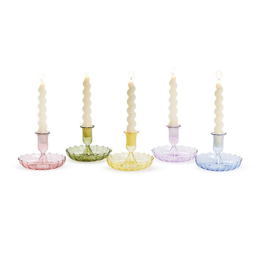 Swirl Hand-Blown Glass Candleholder (Assorted Colors)