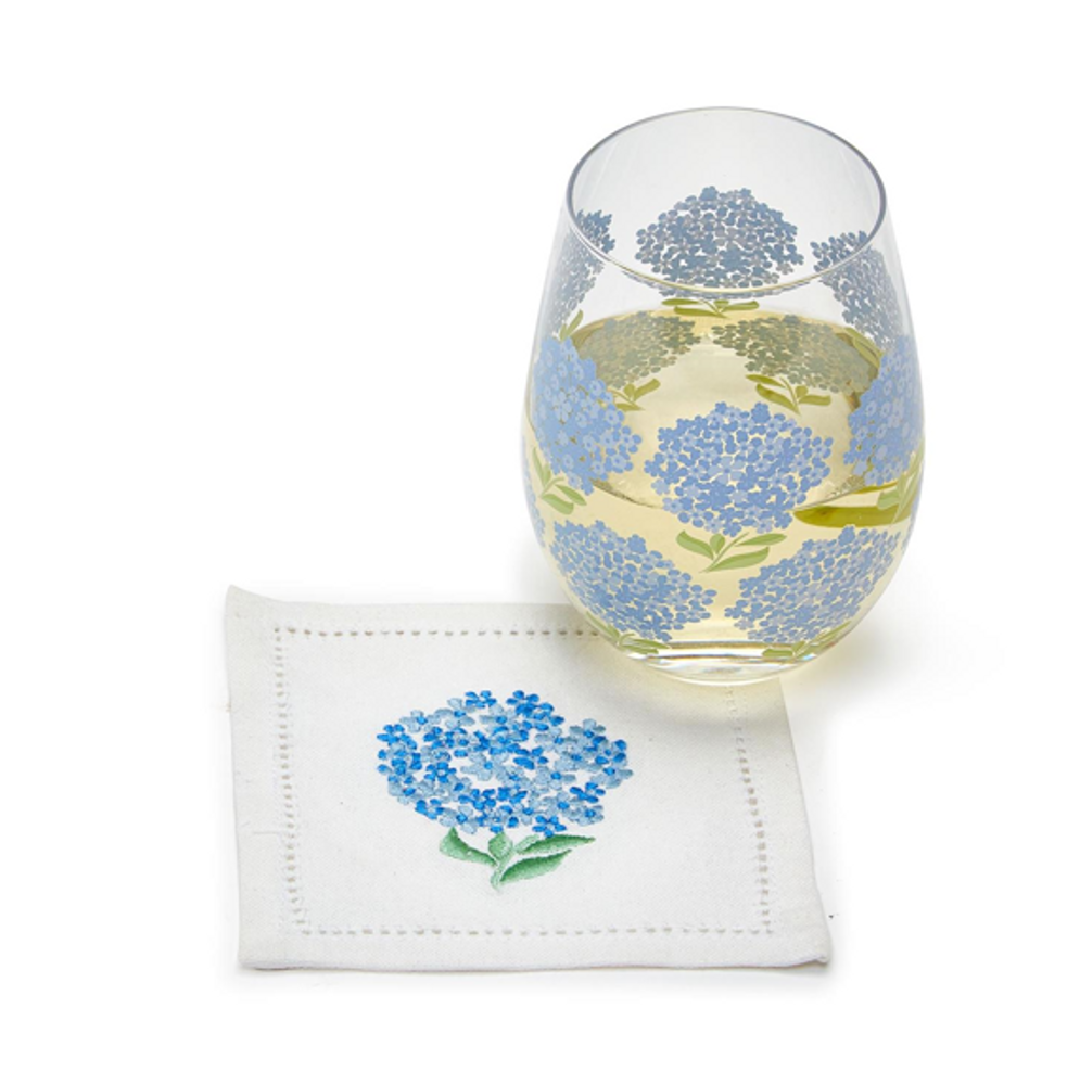 Stemless Wine Glass | Hydrangea
