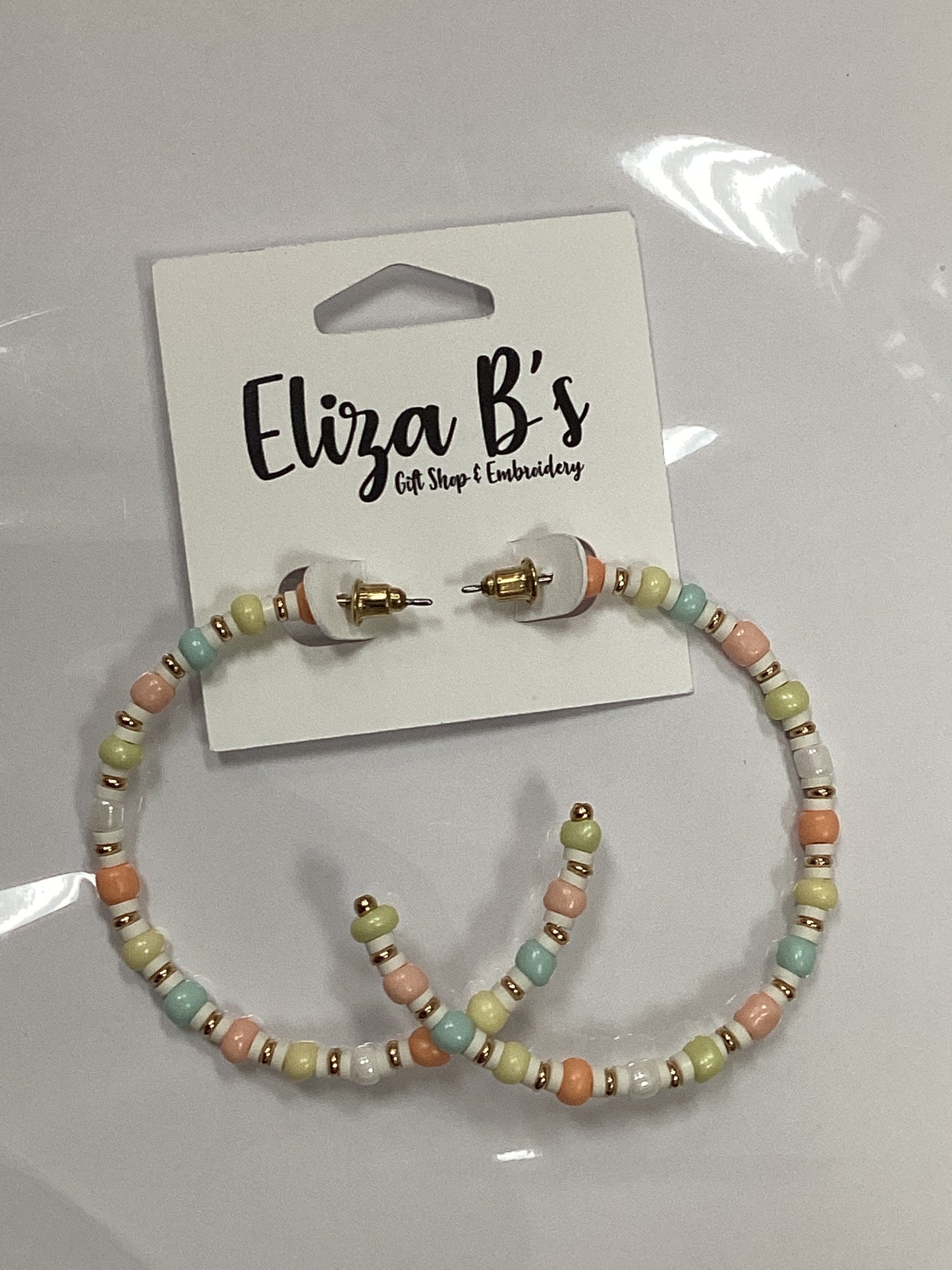 Pastel Beaded Hoop Earrings