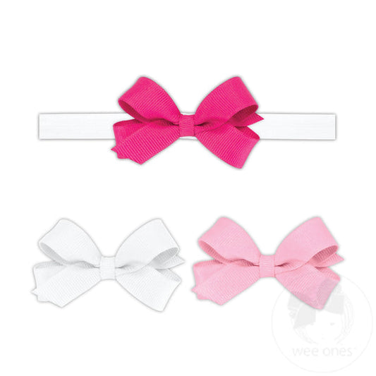 Set of 3 | Tiny Girls Hair Bows with Add-A-Bow Band