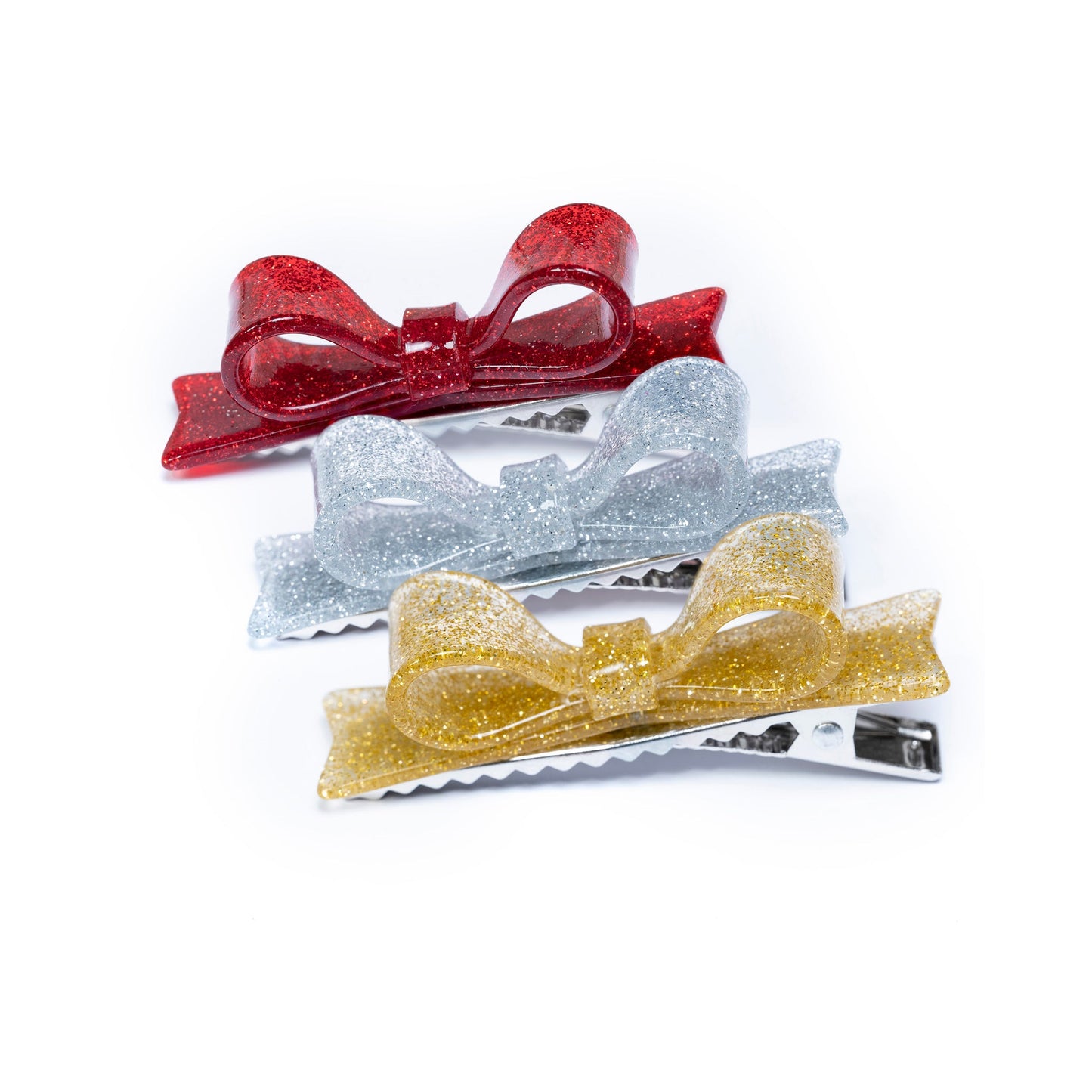 Alligator Clip - Bow Tie - Gold, Silver, Red