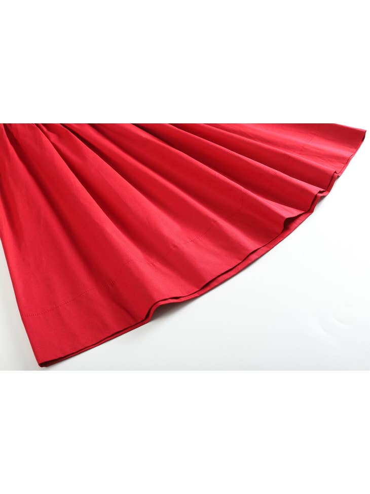 Red Poplin Santa Long Sleeve Smocked Bishop Dress