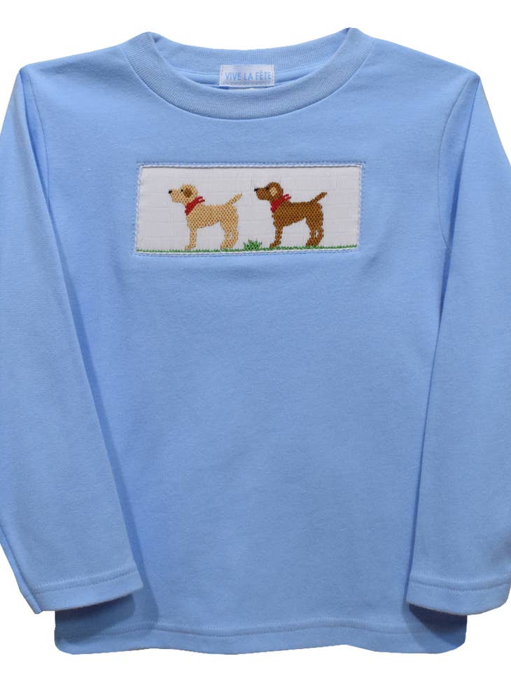 Labrador Smocked Knit Long Sleeve Boys T-Shirt