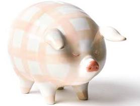 Gingham Piggy Bank - Pink