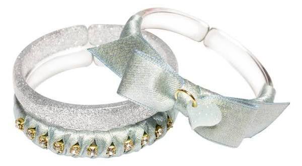 Fancy Fabric Bangles - Silver