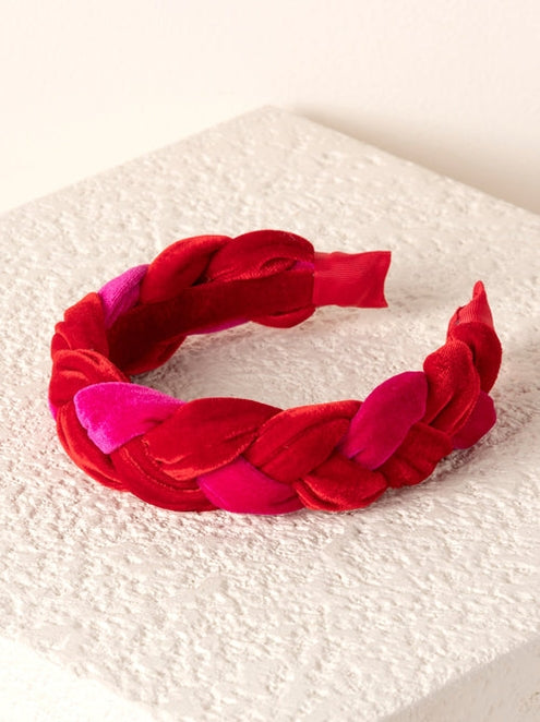 Braided Velvet Headband - Magenta