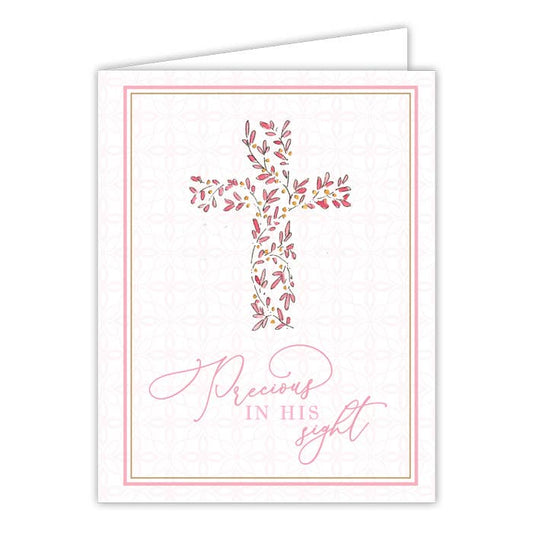 Greeting Card - Precious in His Sight Pink Cross