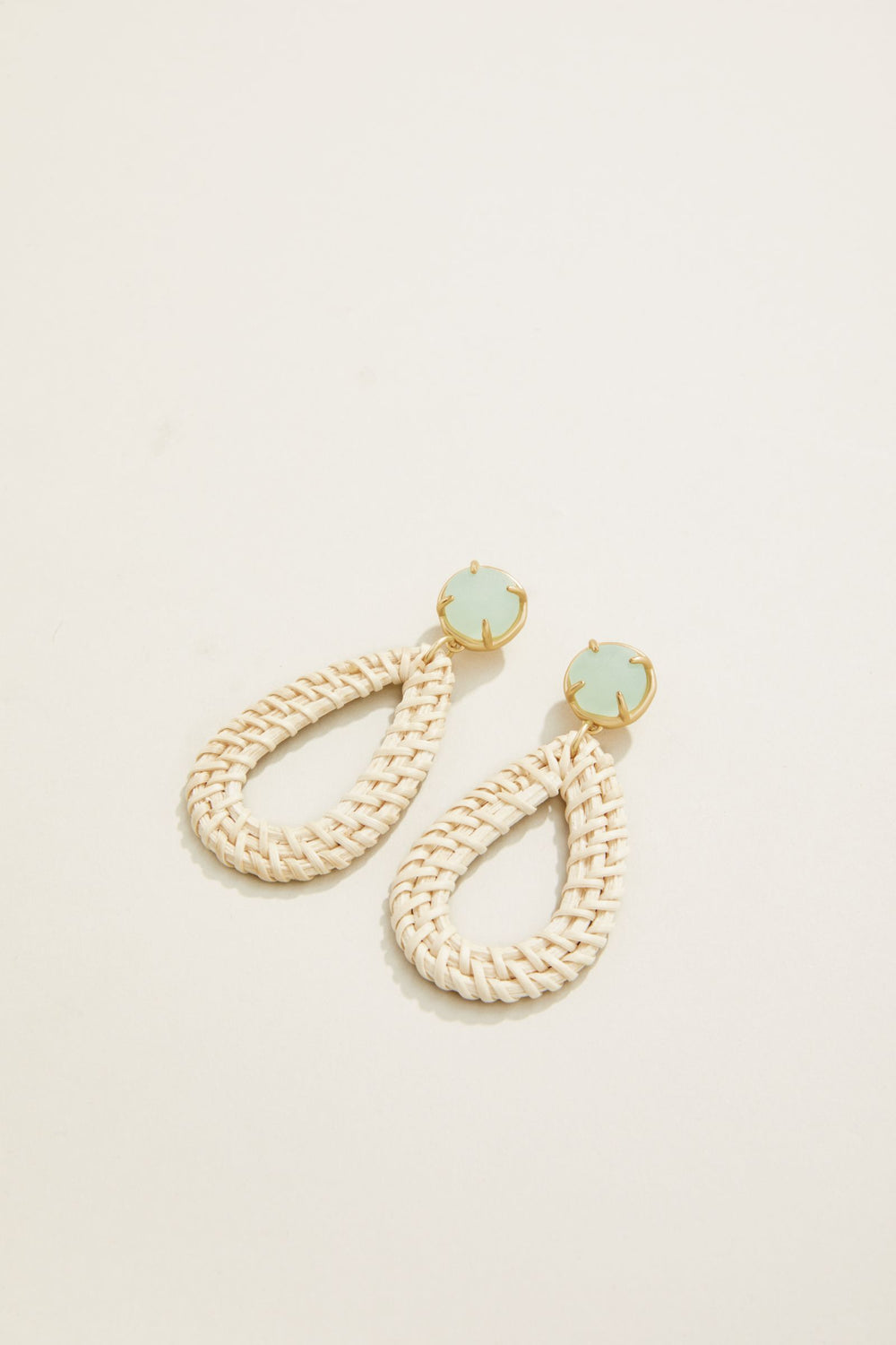 Poolside Wicker Earrings - Seafoam/White