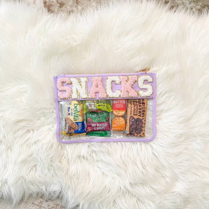 Clear Nylon Zipper Pouch Flat - Purple