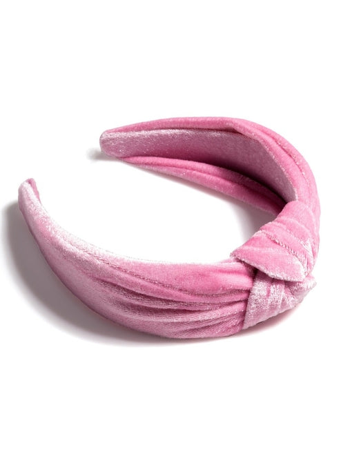 Knotted Velvet Headband - Pink