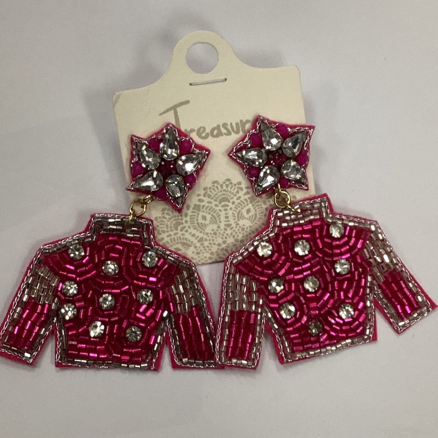Fuschia Derby Jacket Earrings