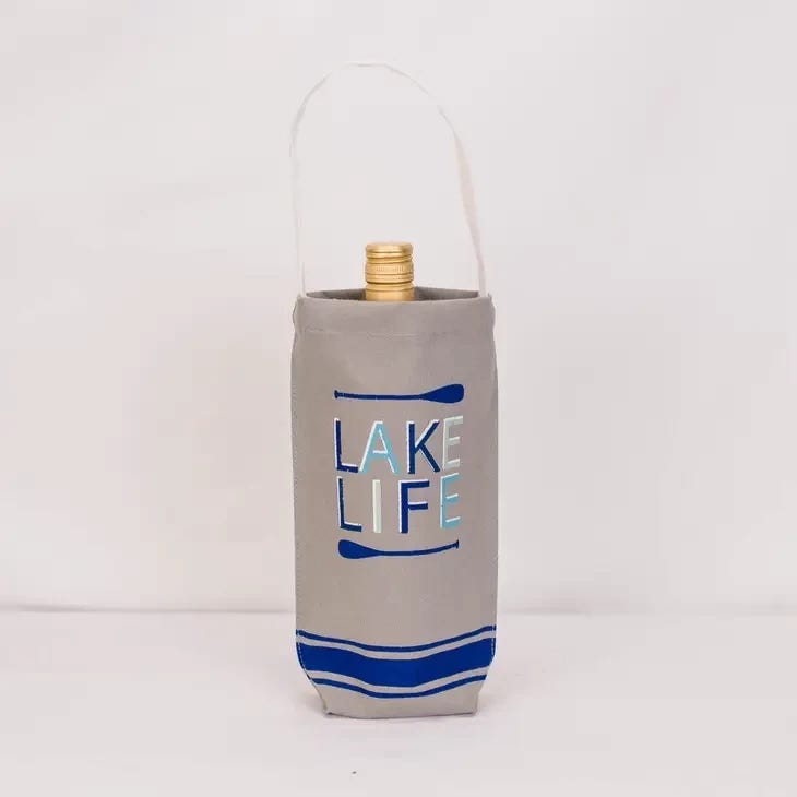 Lake Life Canvas Wine Bag